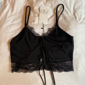 Black Zara tie front tank top / cami in size S